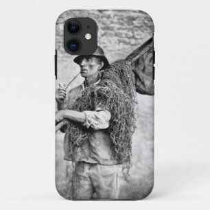 Portrait of a Fisherman Carrying his Nets (b/w pho iPhone 11 Case
