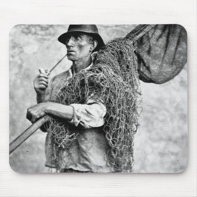 Portrait of a Fisherman Carrying his Nets (b/w pho Mouse Mat (Front)
