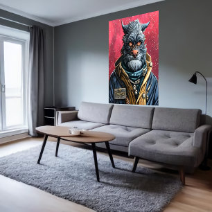 Portrait of a Furry Humanoid alien   AI Art Poster