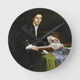 Portrait of a Gentleman in his Study, 1528-30 (oil Round Clock