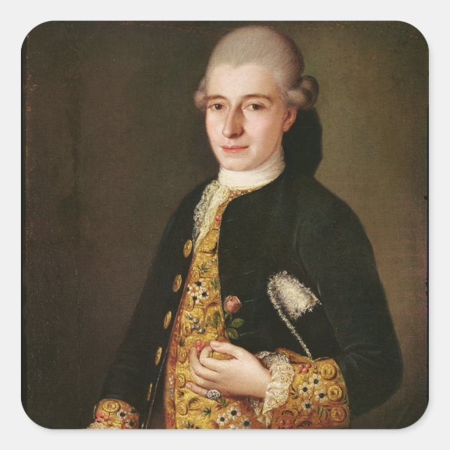 Portrait of a Gentleman with a Rose Buttonhole Square Sticker (Front)