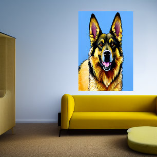 Portrait of a German Shepherd AI Art Poster