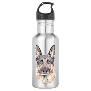 Portrait of a German Shepherd Coloured Sketched Do 532 Ml Water Bottle