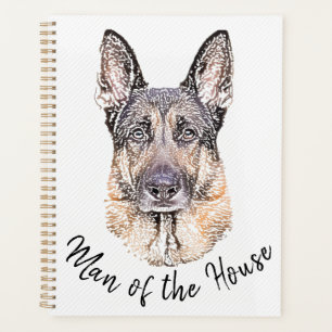 Portrait of a German Shepherd Dog Sketched Art Planner