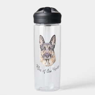 Portrait of a German Shepherd Dog Sketched Art Water Bottle