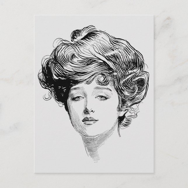Portrait Of A  Gibson Girl, 1900 Postcard (Front)