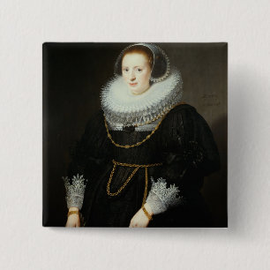 Portrait of a Girl, aged 18 15 Cm Square Badge