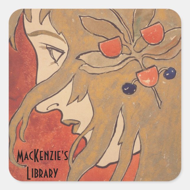 Portrait of a Girl by Koloman Moser Square Sticker (Front)