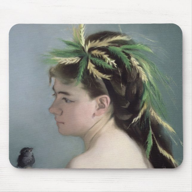Portrait of a Girl holding a Sparrow Mouse Mat (Front)