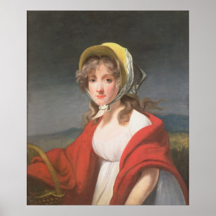 Portrait of a girl wearing a red shawl poster