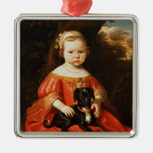 Portrait of a Girl with a Dog Metal Tree Decoration