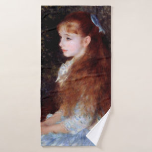 Portrait of a Girl with Blue Ribbon, Renoir Bath Towel