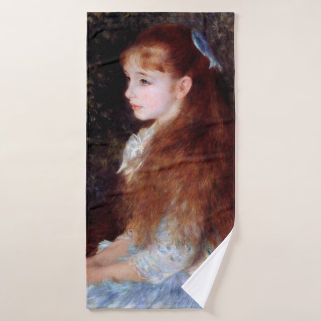 Portrait of a Girl with Blue Ribbon, Renoir Bath Towel (Bath Towel)