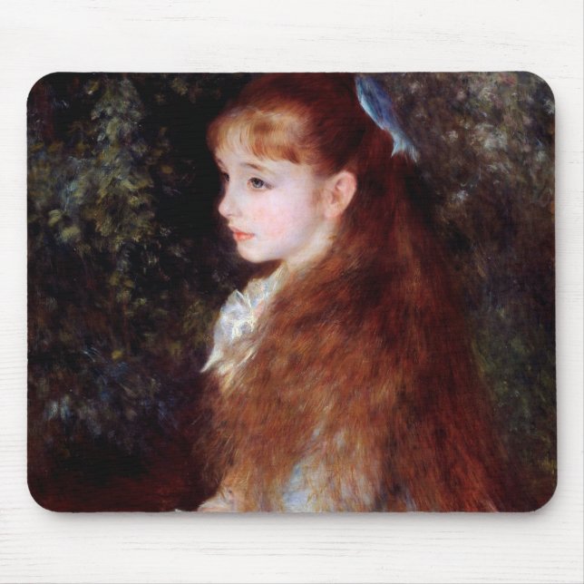Portrait of a Girl with Blue Ribbon, Renoir Mouse Mat (Front)