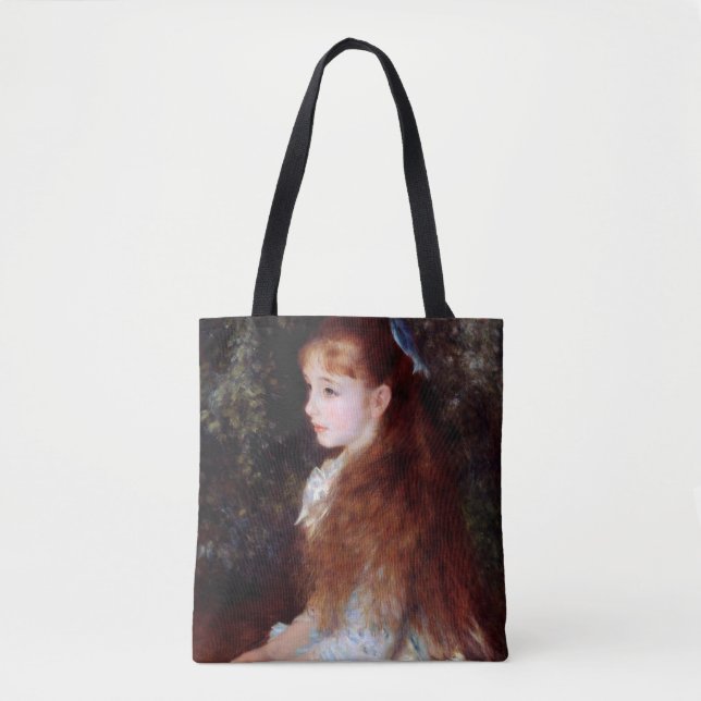 Portrait of a Girl with Blue Ribbon, Renoir Tote Bag (Front)