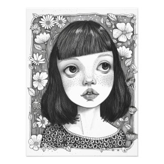 Portrait of a girl with flowers photo print