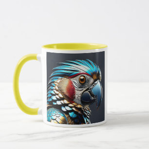 Portrait of a golden blue parrot. mug