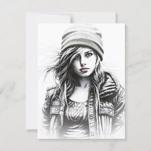 Portrait of a Grunge Girl Postcard