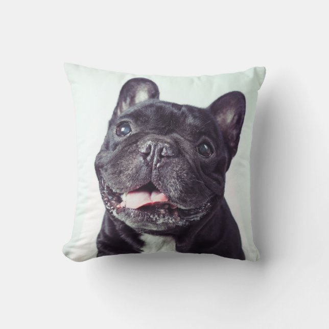 Portrait of a Happy French Bulldog Cushion (Front)