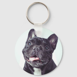 Portrait of a Happy French Bulldog Key Ring