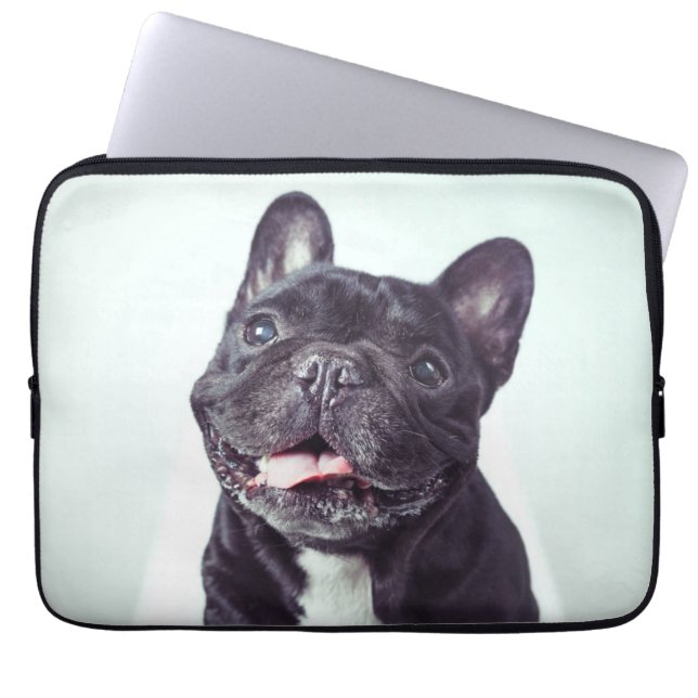 Portrait of a Happy French Bulldog Laptop Sleeve (Front)