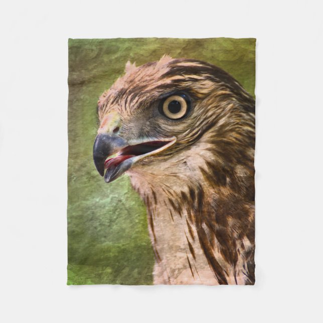 Portrait of a Hawk Fleece Blanket (Front)