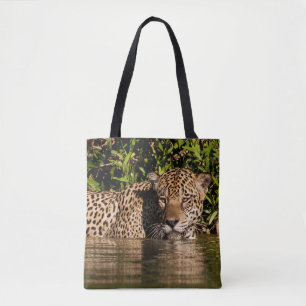 Portrait of a Jaguar Swimming Tote Bag
