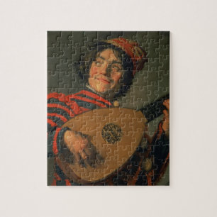 Portrait of a Jester with a Lute (oil on canvas) Jigsaw Puzzle