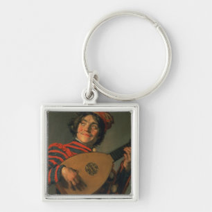 Portrait of a Jester with a Lute (oil on canvas) Key Ring