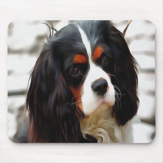 Portrait Of A King Charles Cavalier Spaniel Mouse Mat (Front)