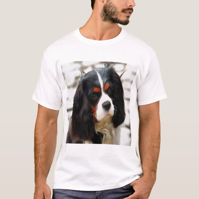 Portrait Of A King Charles Cavalier Spaniel T-Shirt (Front)