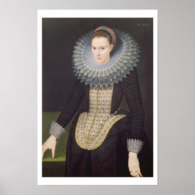 Portrait of a Lady, 1613 (oil on panel) Poster (Front)