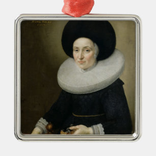Portrait of a Lady, aged 47, 1647 (oil on canvas) Metal Tree Decoration