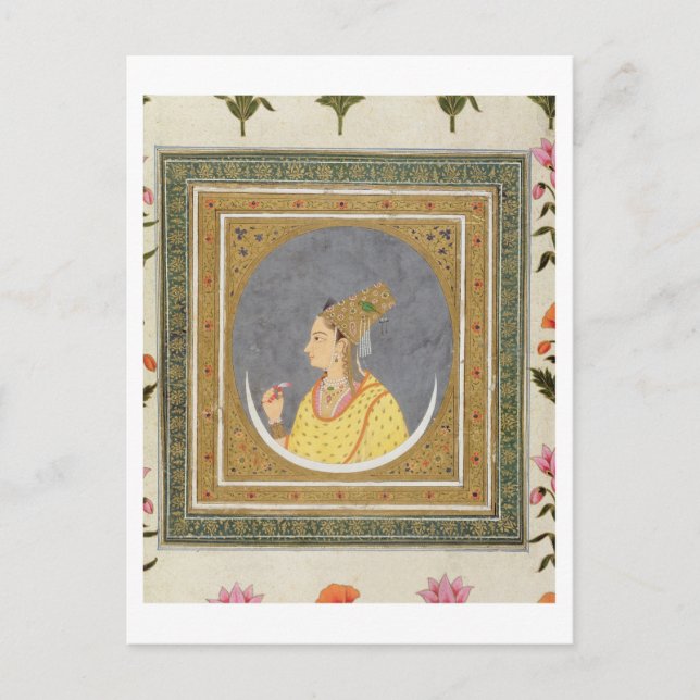 Portrait of a lady holding a lotus petal, from the postcard (Front)