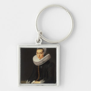 Portrait of a Lady in a Black Dress Key Ring