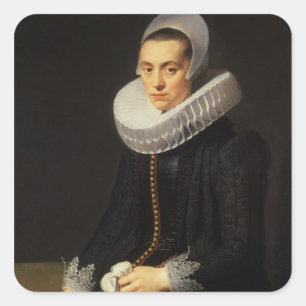 Portrait of a Lady in a Black Dress Square Sticker