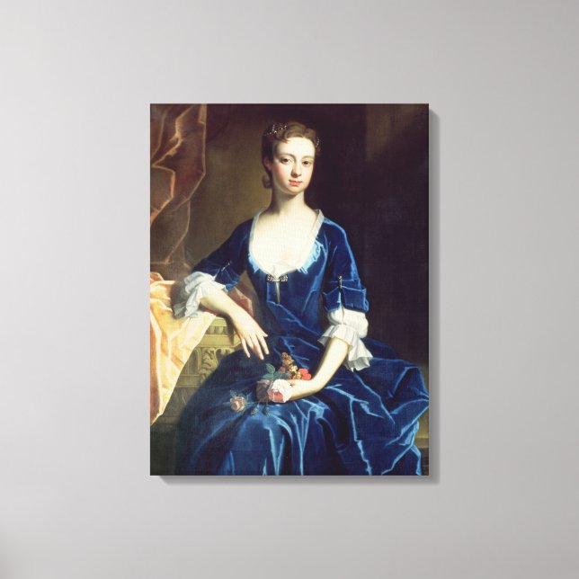 Portrait of a Lady in a Blue Velvet Dress (oil on Canvas Print (Front)