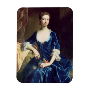 Portrait of a Lady in a Blue Velvet Dress (oil on Magnet
