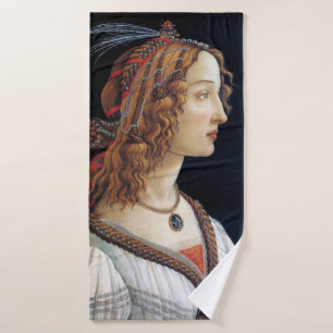 Portrait of a Lady, Sandro Botticelli Bath Towel