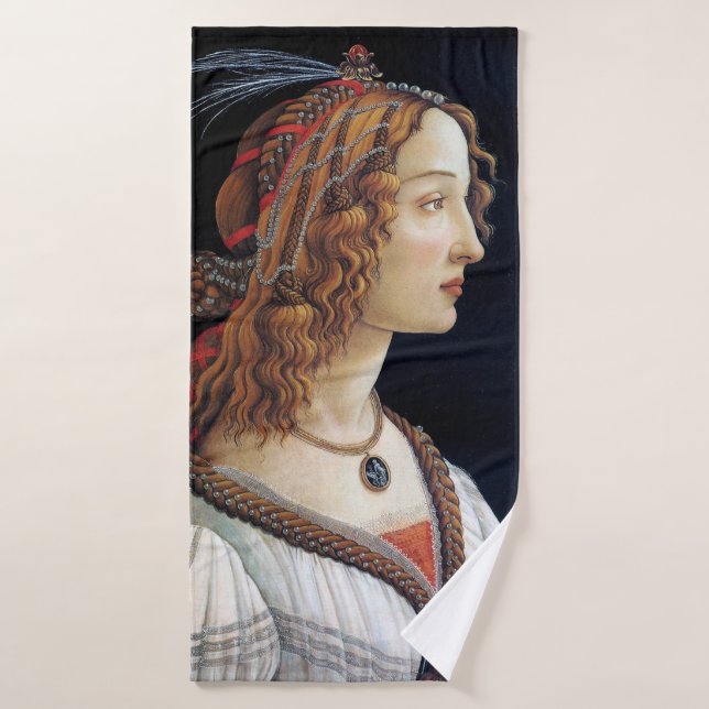 Portrait of a Lady, Sandro Botticelli Bath Towel (Bath Towel)