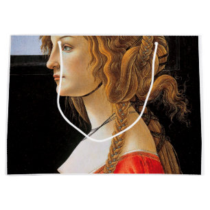 Portrait of a Lady, Sandro Botticelli Large Gift Bag