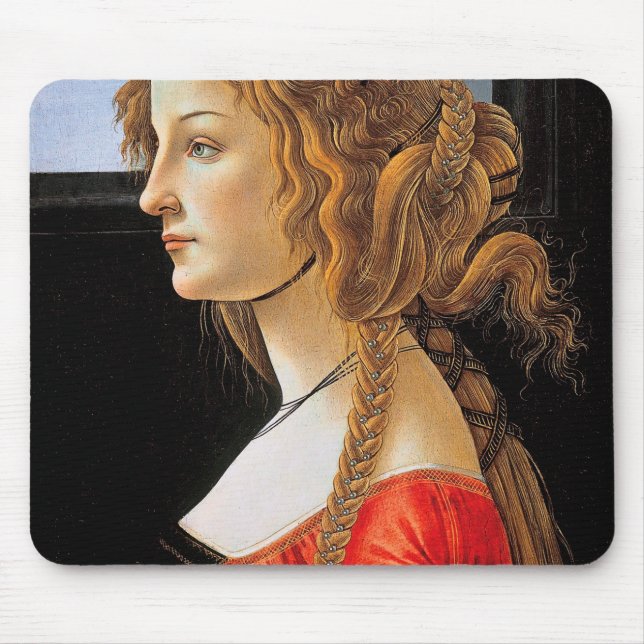 Portrait of a Lady, Sandro Botticelli Mouse Mat (Front)