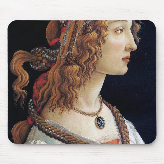 Portrait of a Lady, Sandro Botticelli Mouse Mat (Front)