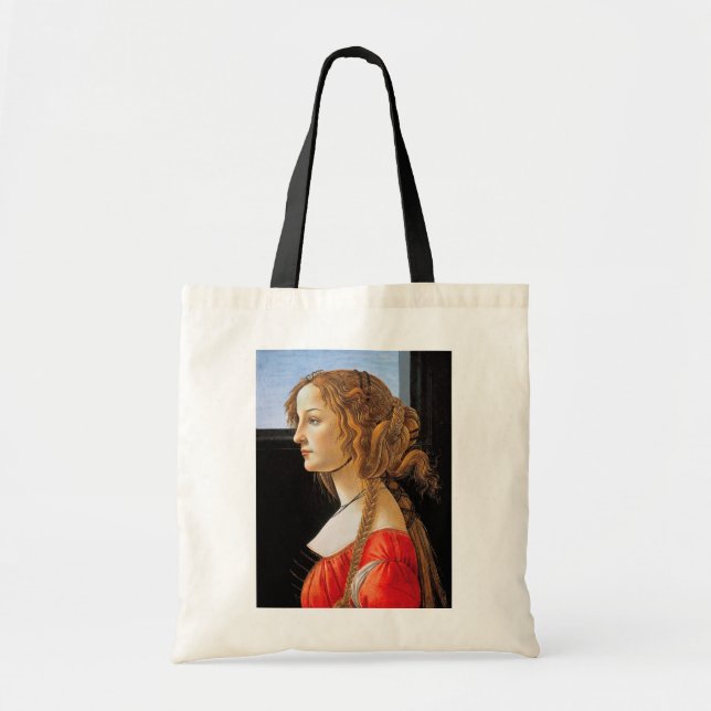 Portrait of a Lady, Sandro Botticelli Tote Bag (Front)