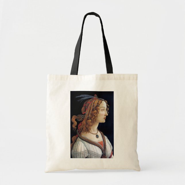 Portrait of a Lady, Sandro Botticelli Tote Bag (Front)