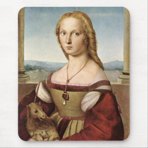 Portrait of a Lady with a Unicorn (by Raphael) Mouse Mat