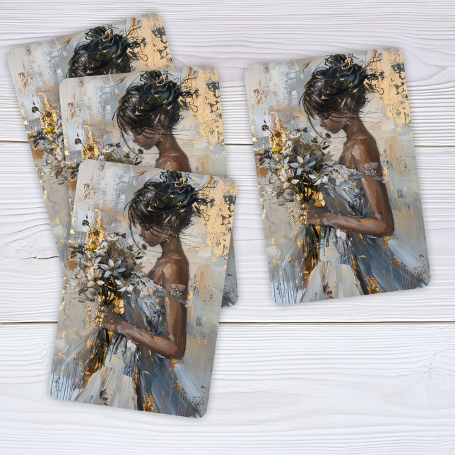 Portrait of a Lady with Flowers Gold and White Playing Cards (Creator Uploaded)