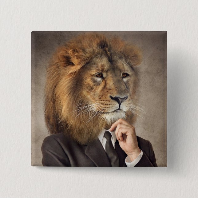 Portrait of A Lion 15 Cm Square Badge (Front)