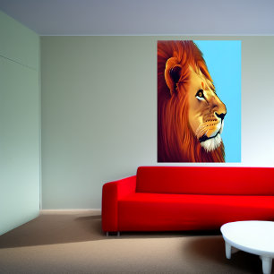 Portrait of a lion AI Art Poster