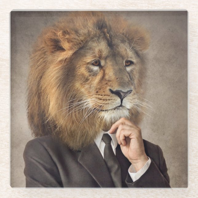 Portrait of A Lion Glass Coaster (Front)